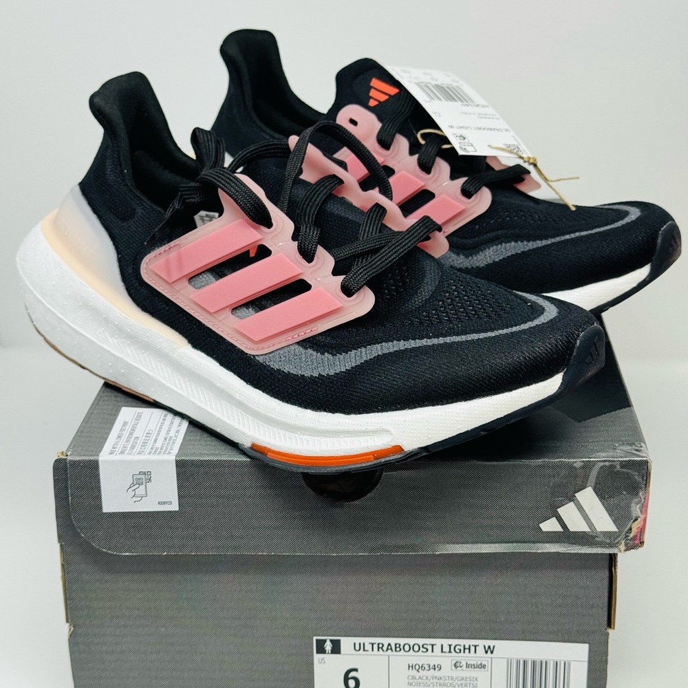 NEW Adidas UltraBoost Light Running Women’s Size 6 Black Pink IN BX Authentic